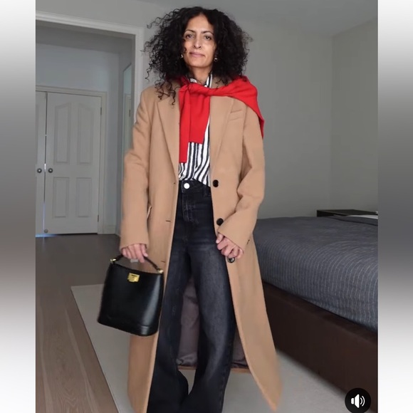 Mango NWOT Double-breasted wool coat in Ochre - Picture 16 of 16